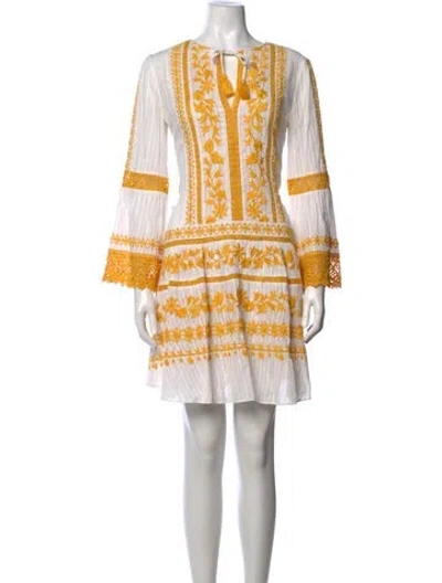 Pre-owned Tory Burch Printed Mini Dress In Yellow