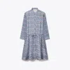 Tory Burch Printed Mini Shirtdress In Blue Candy Dots