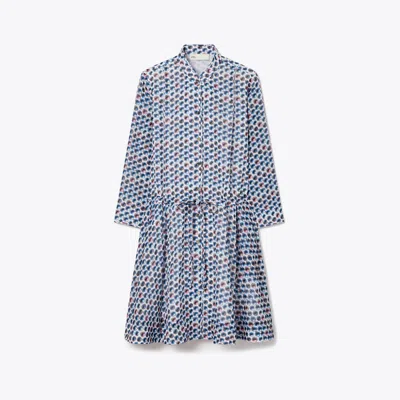 Tory Burch Printed Mini Shirtdress In Blue Candy Dots