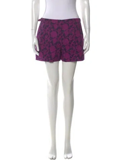 Pre-owned Tory Burch Printed Mini Shorts In Purple