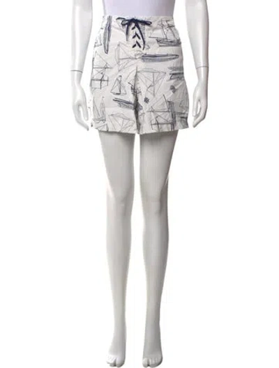 Pre-owned Tory Burch Printed Mini Shorts In White