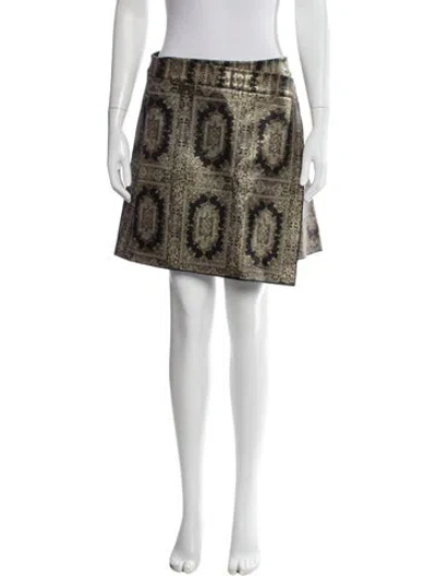 Pre-owned Tory Burch Printed Mini Skirt In Gold