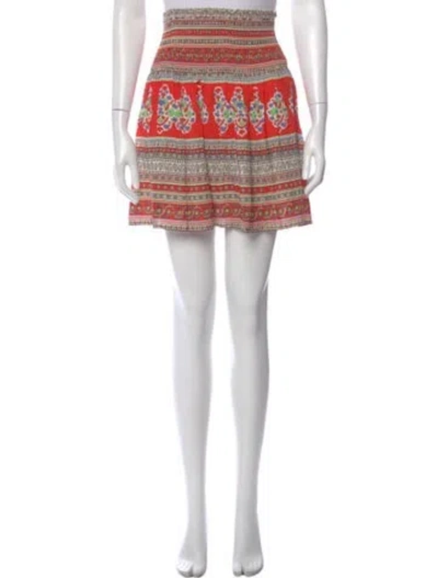 Pre-owned Tory Burch Printed Mini Skirt In Red