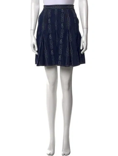 Pre-owned Tory Burch Printed Mini Skirt W/ Tags In Blue