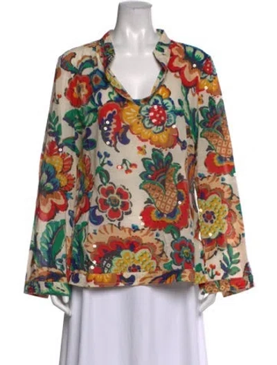 Pre-owned Tory Burch Printed Mock Neck Blouse