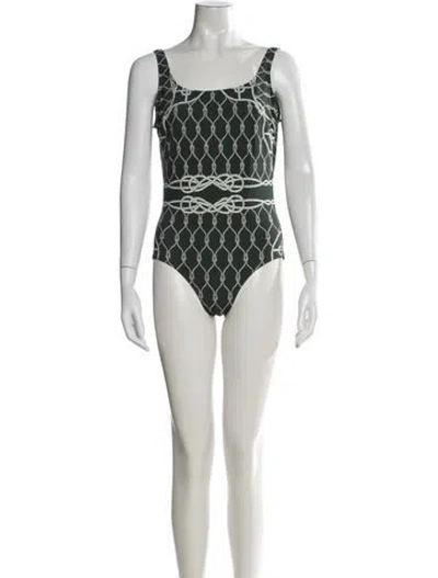 Pre-owned Tory Burch Printed One-piece In White