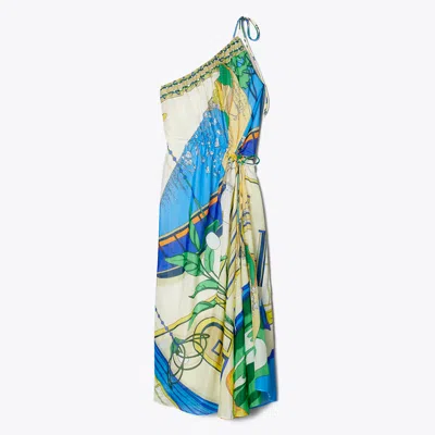 Tory Burch Printed Cotton And Silk Midi Dress In Multi