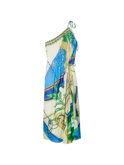 Tory Burch Printed Cotton And Silk Midi Dress In Multi