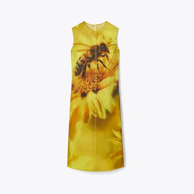 Tory Burch Printed Organza Dress In Yellow