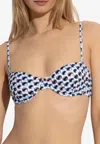 Tory Burch Printed Pearls Bikini Top In Blue