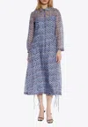 Tory Burch Printed Pearls Midi Sheer Shirt Dress