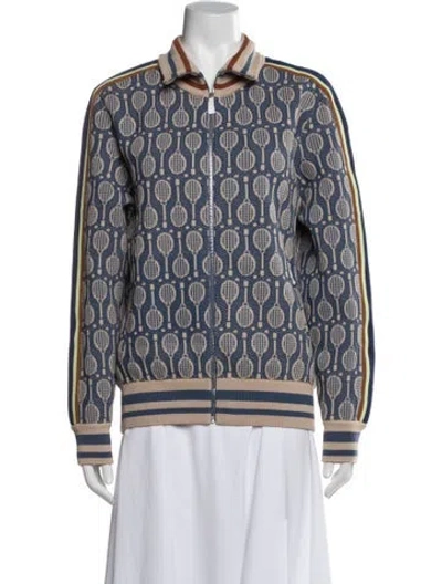 Pre-owned Tory Burch Printed Performance Jacket W/ Tags In Blue