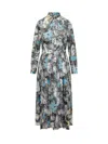 Tory Burch Printed Pleated Silk Twill Dress In Multicolor