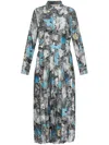 Tory Burch Printed Pleated Silk Twill Dress In Blue