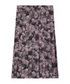 Tory Burch Pleated Floral Silk Skirt Midi-length In Black
