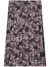 Tory Burch Pleated Floral Silk Skirt Midi-length In Rosa