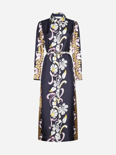 Tory Burch Long Silk Printed Dress In Multicolor