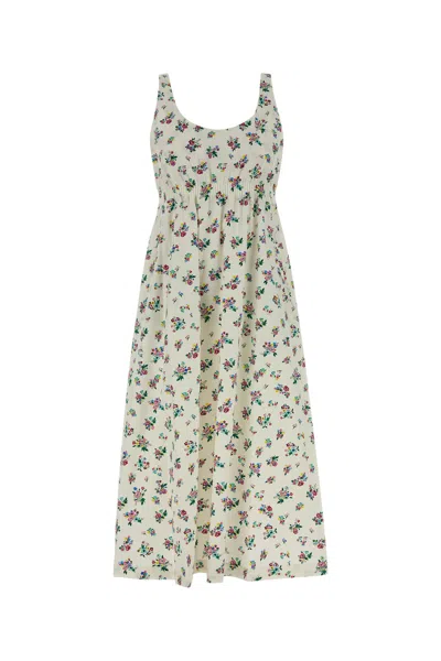 Tory Burch Floral-print Cotton Dress In Neutral