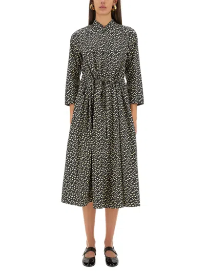 Tory Burch Printed Poplin Long Chemisier In Black