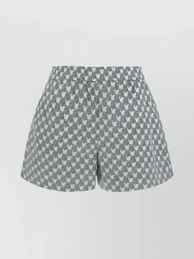 Tory Burch Printed Poppin Cotton Short With Back Pocket In Gray