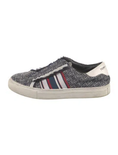 Pre-owned Tory Burch Printed Ruffle Embellishment Sneakers In Blue