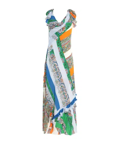Tory Burch Printed Ruffled Dress In Multi