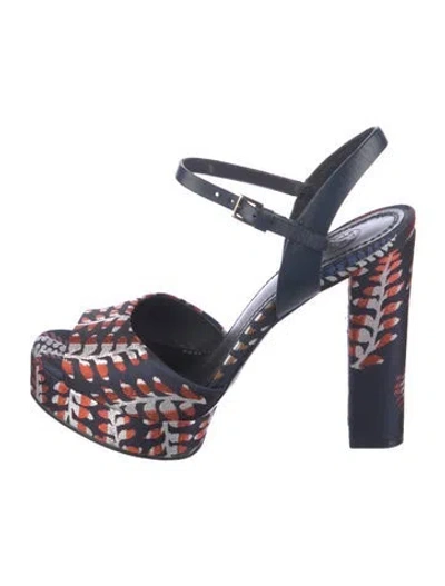 Pre-owned Tory Burch Printed Sandals In Blue