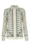 Tory Burch Printed Silk Twill Shirt In Green