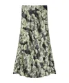 Tory Burch Printed Satin Skirt In Gray