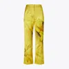 Tory Burch Printed Satin Trouser In Yellow
