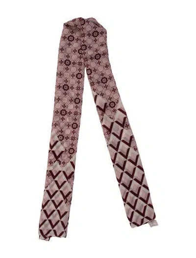 Pre-owned Tory Burch Printed Scarf In Burgundy