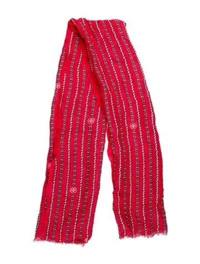 Pre-owned Tory Burch Printed Scarf In Red