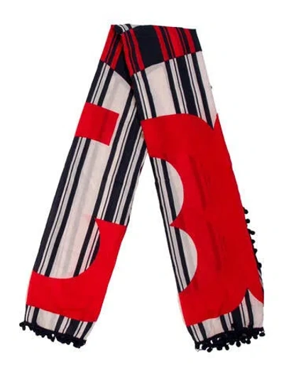 Pre-owned Tory Burch Printed Scarf In Red