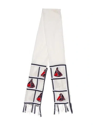 Pre-owned Tory Burch Printed Scarf In White