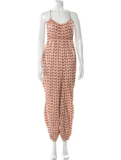 Pre-owned Tory Burch Printed Scoop Neck Jumpsuit In Orange