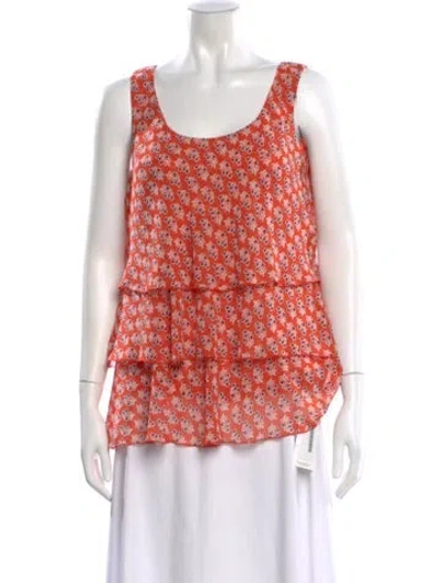 Pre-owned Tory Burch Printed Scoop Neck Top In Orange