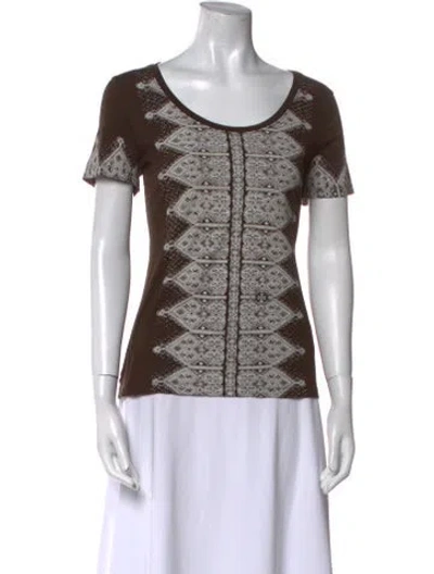 Pre-owned Tory Burch Printed Scoop Neck T-shirt In Multi