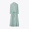 Tory Burch Printed Shirtdress In Blue Glass Swan Allover