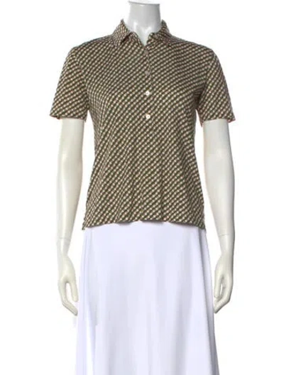 Pre-owned Tory Burch Printed Short Sleeve Polo In Green