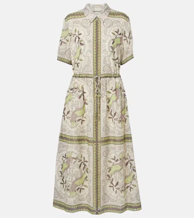 Tory Burch Printed Cotton And Silk-blend Midi Dress In Multi