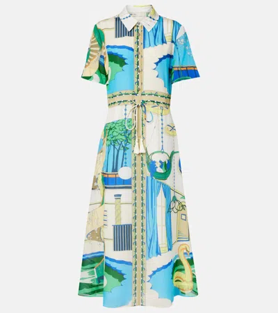 TORY BURCH PRINTED SILK AND COTTON SHIRT DRESS