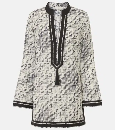 Tory Burch T Monogram Print Silk-blend Tunic In Multi