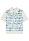 Tory Burch Patterned Front Top With Classic Polo Collar In Blue