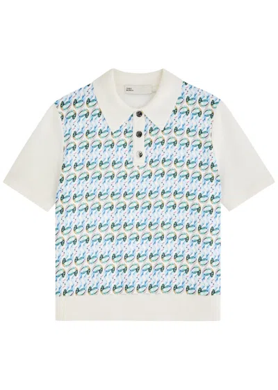 TORY BURCH TORY BURCH PRINTED SILK AND WOOL POLO SHIRT