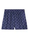 Tory Burch Printed Silk Blend Shorts In Blue