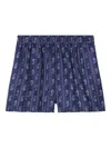 Tory Burch Printed Camp Beach Shorts In Blue