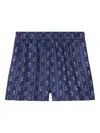 Tory Burch Printed Camp Beach Shorts In Blue