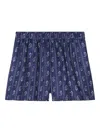 Tory Burch Printed Silk Blend Shorts In Blue
