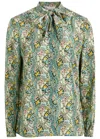 Tory Burch Paisley-print Bow Blouse In Blue