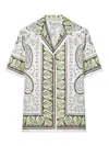 Tory Burch Silk Camp Shirt With Cockatoo Print For Women In Green